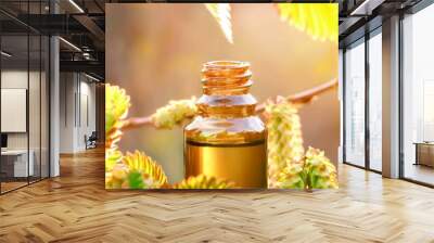 Hornbeam tree, Carpinus betulus, Flower Bach, Brown Glass Bottle, Therapy Flower, Sun, Background Nature Wall mural